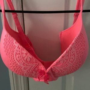 Body by Victoria Secret brand. Bright pink with lace. Like new